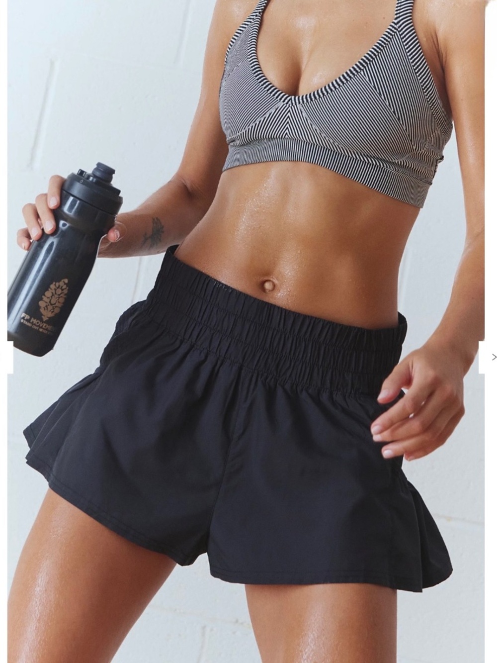 Free People Movement Get Your Flirt On Active Workout Shorts Black Womens Large